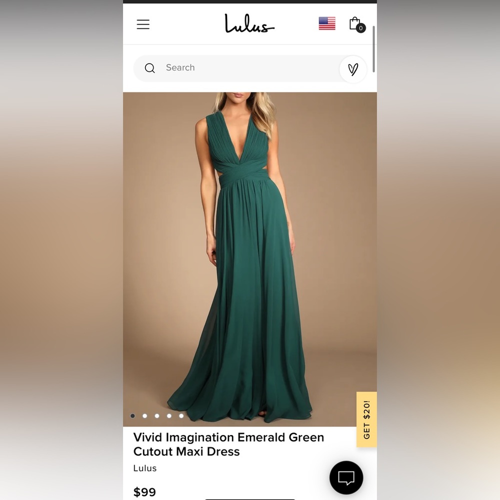 Lulus Vivid Imagination Emerald Green
Cutout Maxi Dress | Bridesmaid Dress